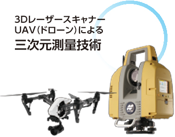 3DレーザースキャナーUAV（ドローン）による三次元測量技術